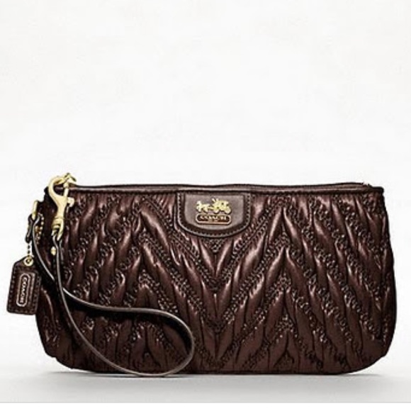 Coach Handbags - Coach Madison Quilted Chevron Nylon Go-Go Large Wristlet Mahogany